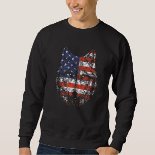 Patriotic Eagle 4:e juli USA Amerikanska Flagga Lång Ärmad Tröja