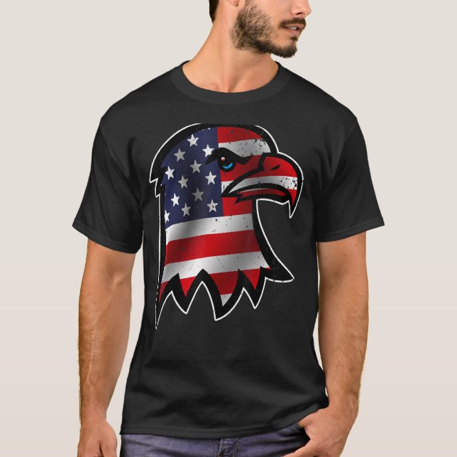 Patriotic Eagle 4:e juli USA Amerikanska Flagga T Shirt (Framsida)