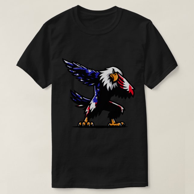 Patriotic Eagle 4:e juli USA Firande Manar T Shirt (Design framsida)