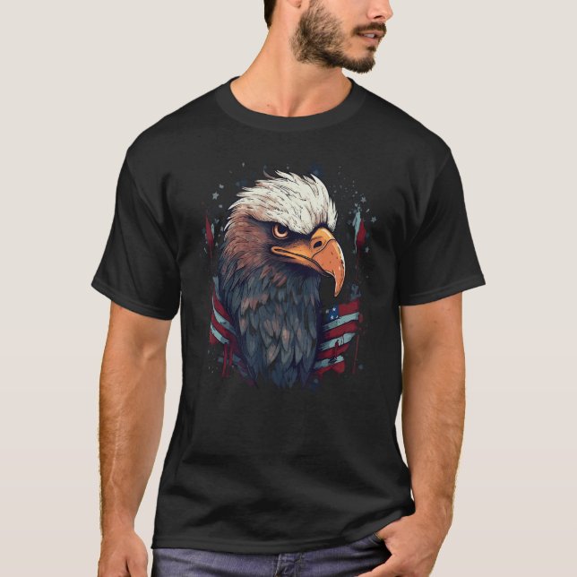 Patriotic Eagle 4th Of July T Shirt (Framsida)