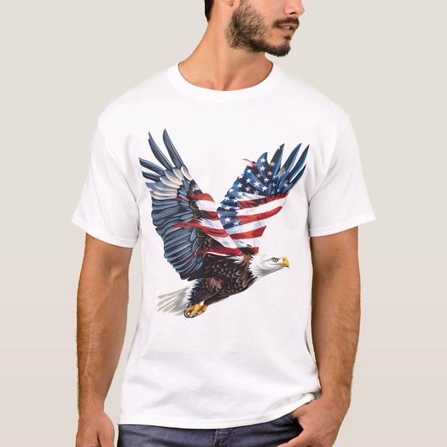 Patriotic Eagle American flagga T-Shirt (Framsida)