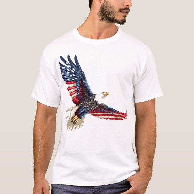 Patriotic Eagle American flagga T-Shirt (Framsida)