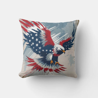 Patriotic Eagle Art Throw Pillow Kudde