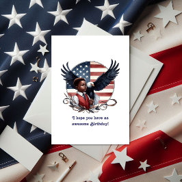 Patriotic Eagle & Boy All American Birthday Kort