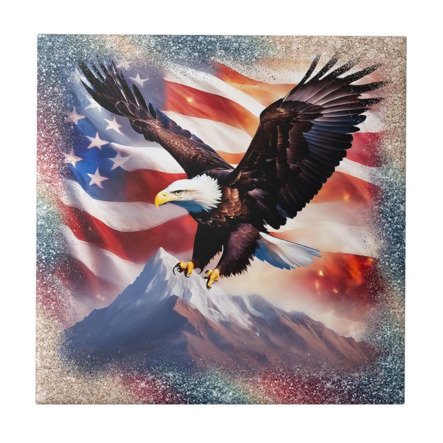 Patriotic Eagle Ceramic Tile Kakelplatta (Framsidan)