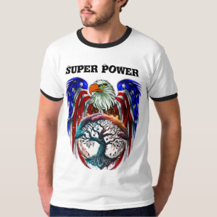 Patriotic Eagle Emblem T-shirt med amerikansk Flag