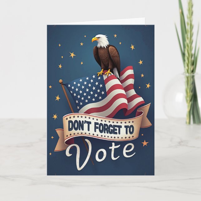 Patriotic Eagle Flag Vote Reminder Kort (Framsida)