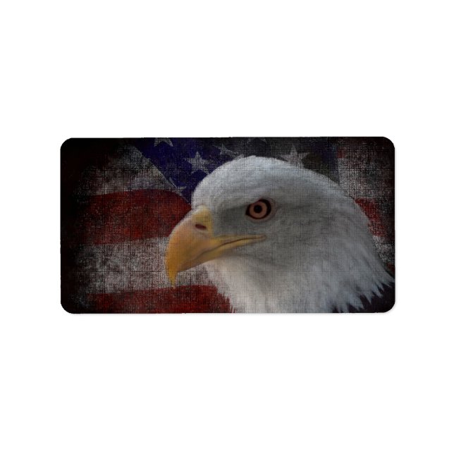 Patriotic Eagle & Flagga Adressetikett (Framsidan)