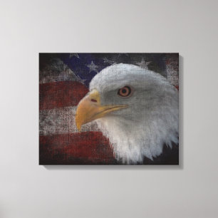 Patriotic Eagle & Flagga Canvastryck