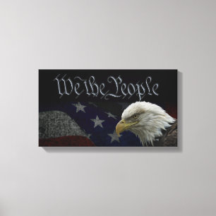 Patriotic Eagle & Flagga Canvastryck
