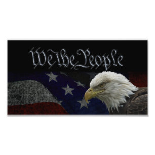Patriotic Eagle & Flagga Fototryck