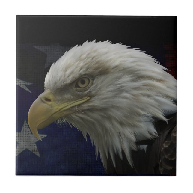 Patriotic Eagle & Flagga Kakelplatta (Framsidan)