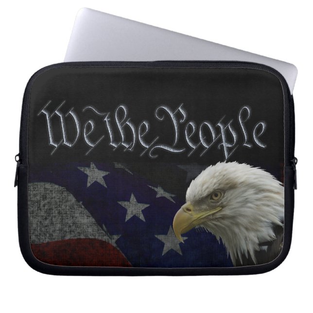Patriotic Eagle & Flagga Laptop Fodral (Framsidan)