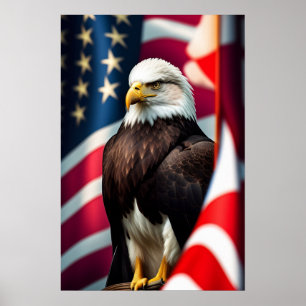 Patriotic Eagle Flagga Poster Skriv ut