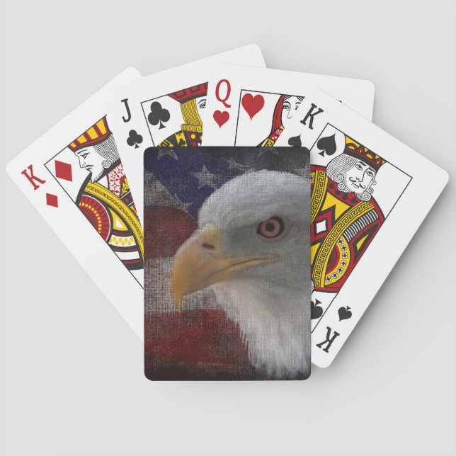 Patriotic Eagle & Flagga Spel Kort (Baksidan)