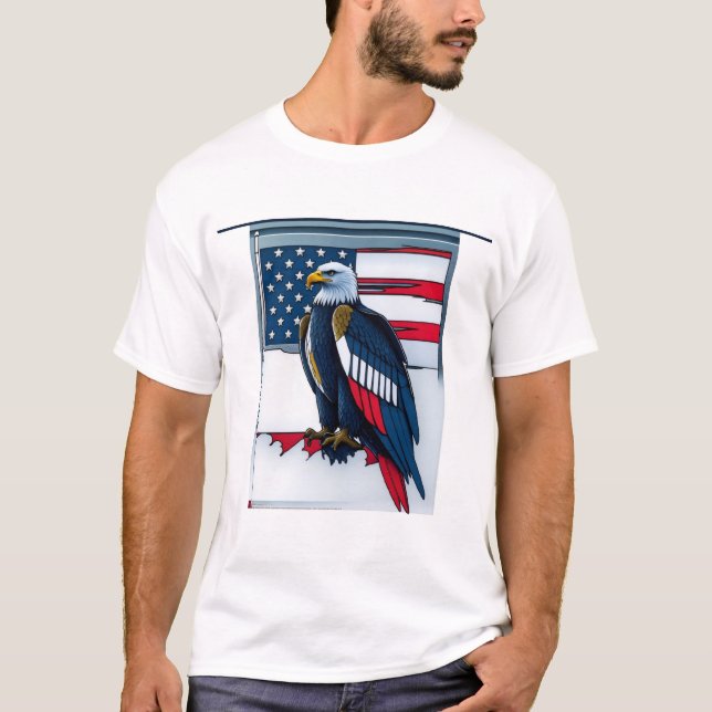 Patriotic Eagle & Flagga T-Shirt (Framsida)