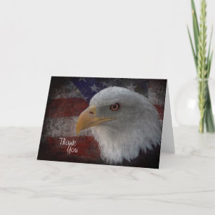 Patriotic Eagle & Flagga Tack Kort