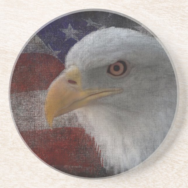 Patriotic Eagle & Flagga Underlägg Sandsten (Framsidan)