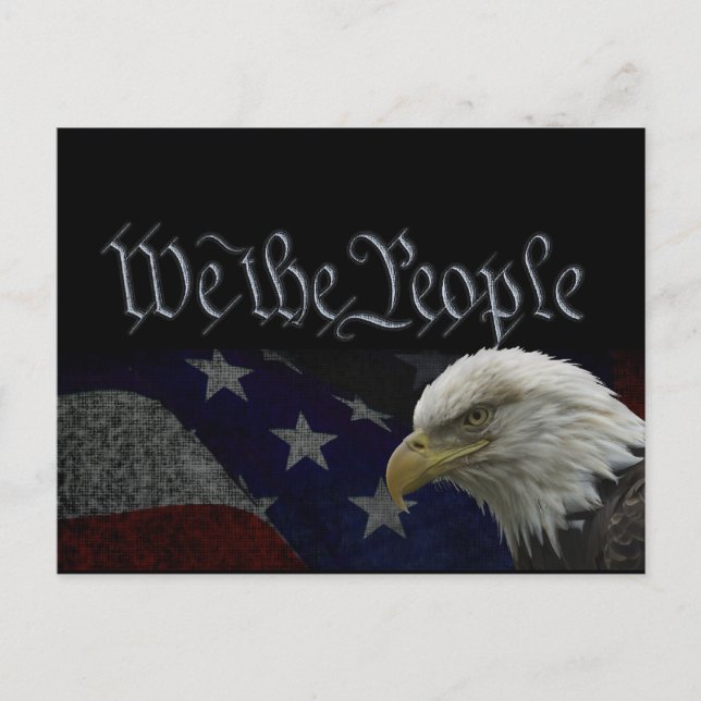 Patriotic Eagle & Flagga Vykort (Framsida)