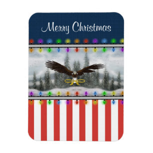 Patriotic Eagle God jul Square Magnet