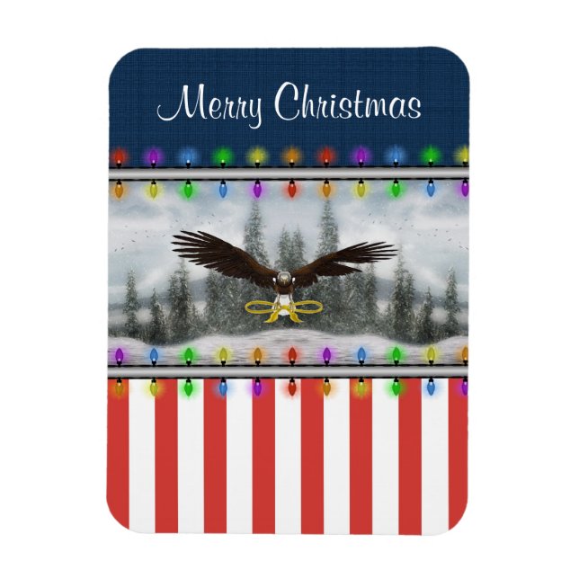 Patriotic Eagle God jul Square Magnet (Vertikal)