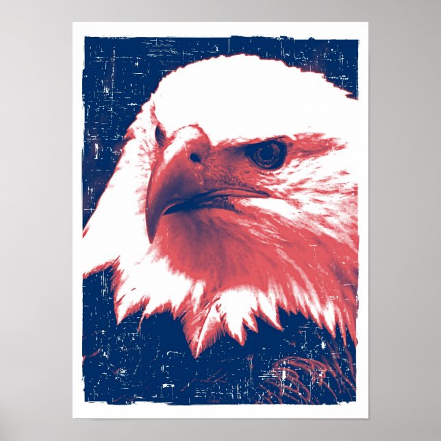 Patriotic Eagle - Grunge Art Poster (Framsidan)
