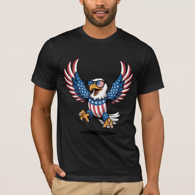Patriotic Eagle i Stars och stripes T Shirt (Framsida)
