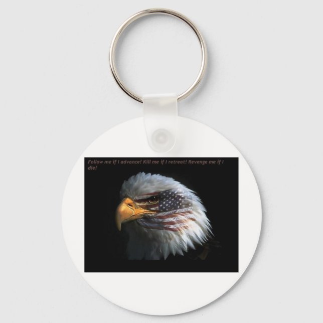 Patriotic Eagle med flagga bakgrund Nyckelring (Framsida)