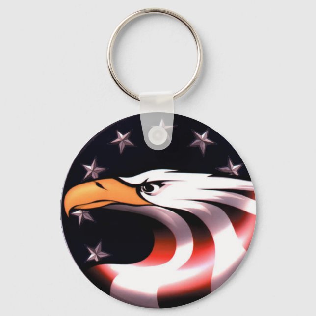 Patriotic Eagle med Stars och stripes Keychain Nyckelring (Framsida)