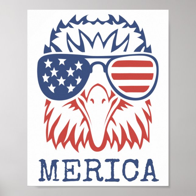 Patriotic Eagle Merica 4:e juli amerikanska Flagga Poster (Framsidan)