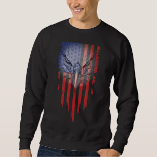 Patriotic Eagle Merica 4:e juli USA Fl Lång Ärmad Tröja