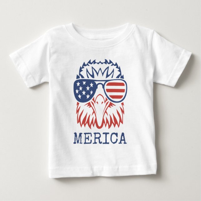 Patriotic Eagle Merica 4th of July American Flag T Shirt (Framsida)