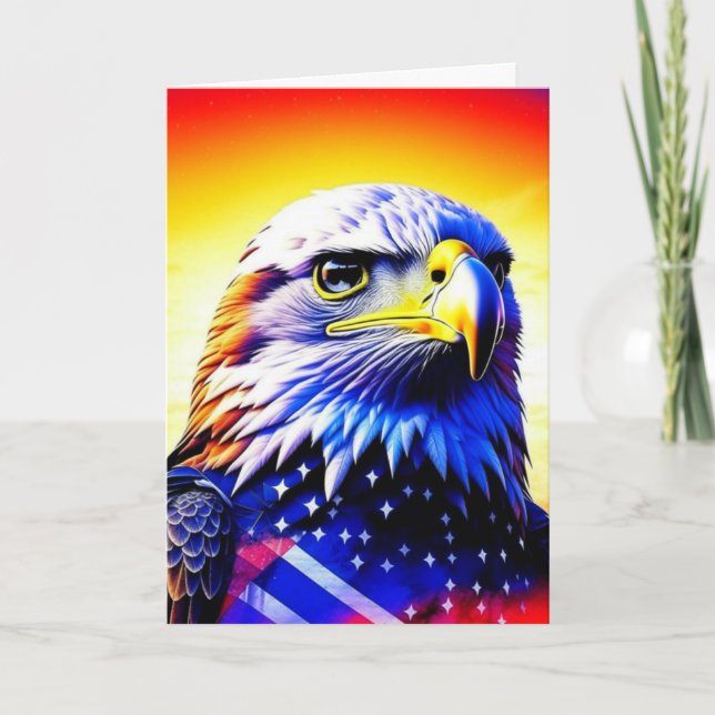 Patriotic Eagle och American Flagga Blank Kort (Framsida)