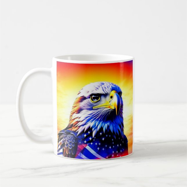 Patriotic Eagle och American Flagga Kaffemugg (Vänster)