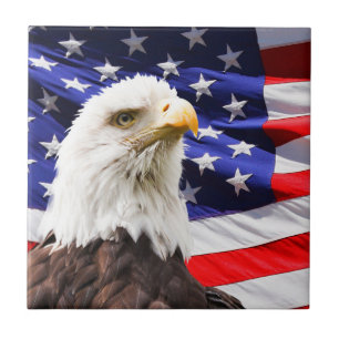 Patriotic Eagle och American Flagga Kakelplatta
