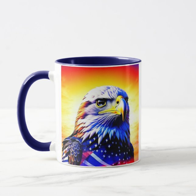 Patriotic Eagle och American Flagga Pappa Mugg (Vänster)