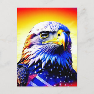 Patriotic Eagle och American Flagga Vykort