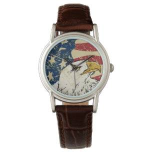 Patriotic Eagle och Flagga Armbandsur