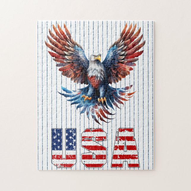 Patriotic Eagle och USA Puzzle Pussel (Vertikal)