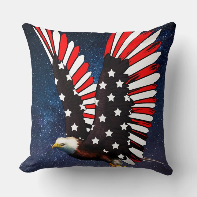 Patriotic Eagle Pillow – Bold American Spirit Unde Kudde (Framsida)