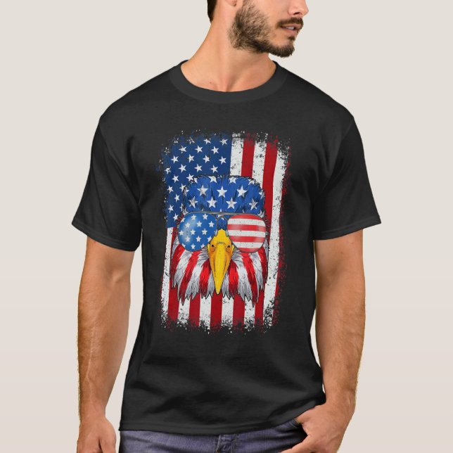 Patriotic Eagle Pride 4 juli USA Retro Americ T Shirt (Framsida)