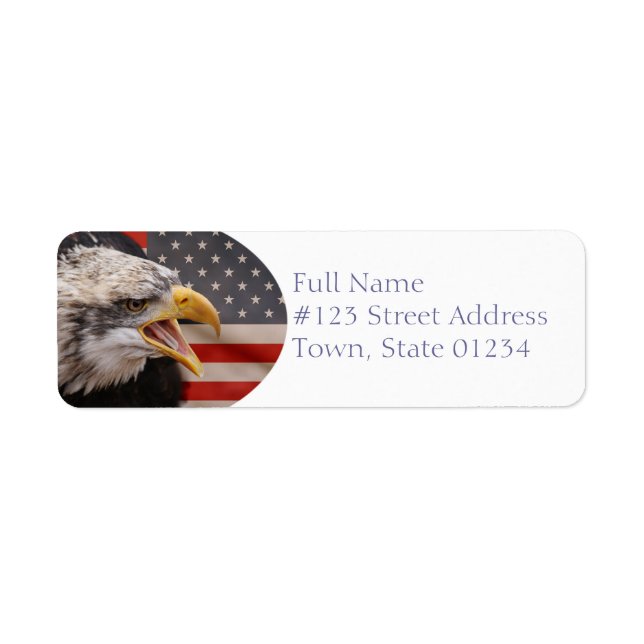 Patriotic Eagle Return Address Label Returadress Etikett (Framsidan)