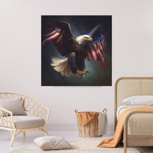 Patriotic Eagle Rött vitt blått 4 juli Roligt Art Canvastryck