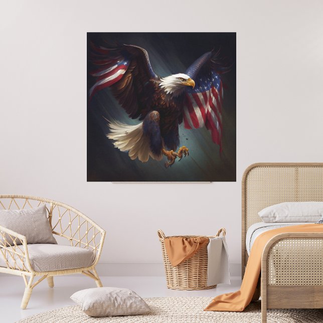Patriotic Eagle Rött vitt blått 4 juli Roligt Art Canvastryck (Skapare uppladdad)