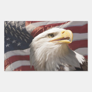 Patriotic Eagle Stickers Rektangulärt Klistermärke