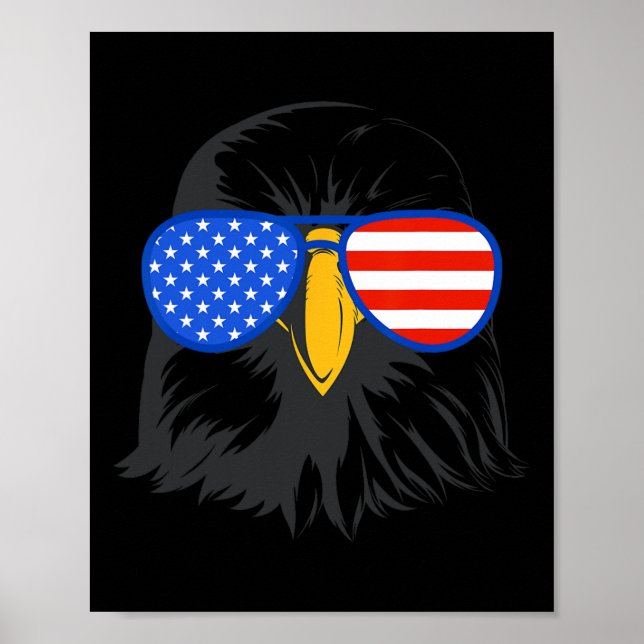 Patriotic Eagle Sungles 4 juli USA Byld Poster (Framsidan)