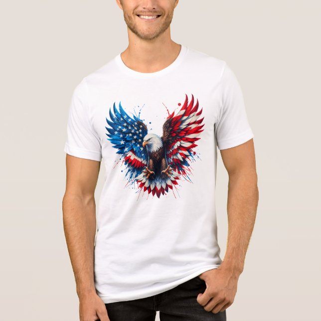 Patriotic Eagle T-Shirt – American Flag Wings Art  (Framsida)