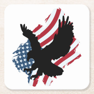 Patriotic Eagle Underlägg Papper Kvadrat