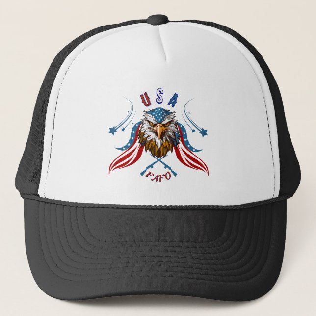 Patriotic Eagle USA FAFOTrucker Hat Keps (Framsida)