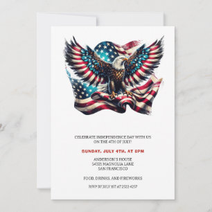 Patriotic Eagle USA flagga 4:e juli-inbjudan Spara Datumet
